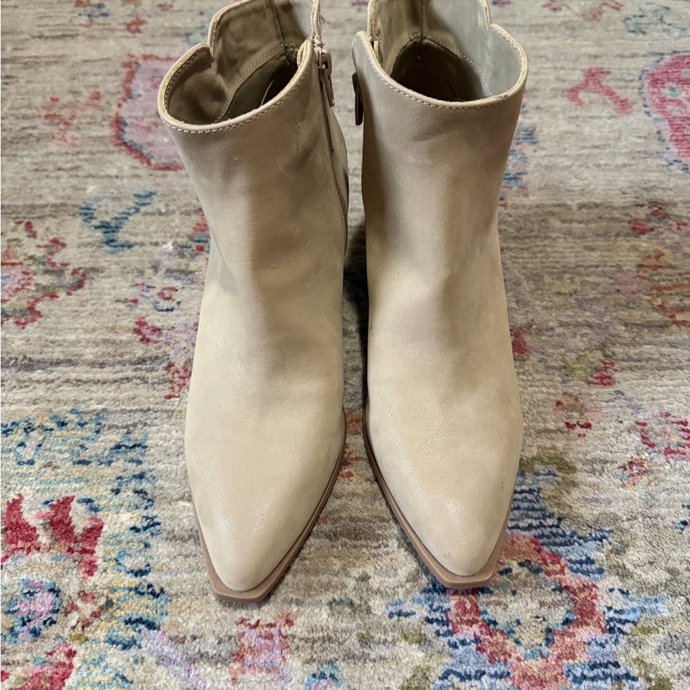 MIA Cream Pointed-Toe Ankle Booties